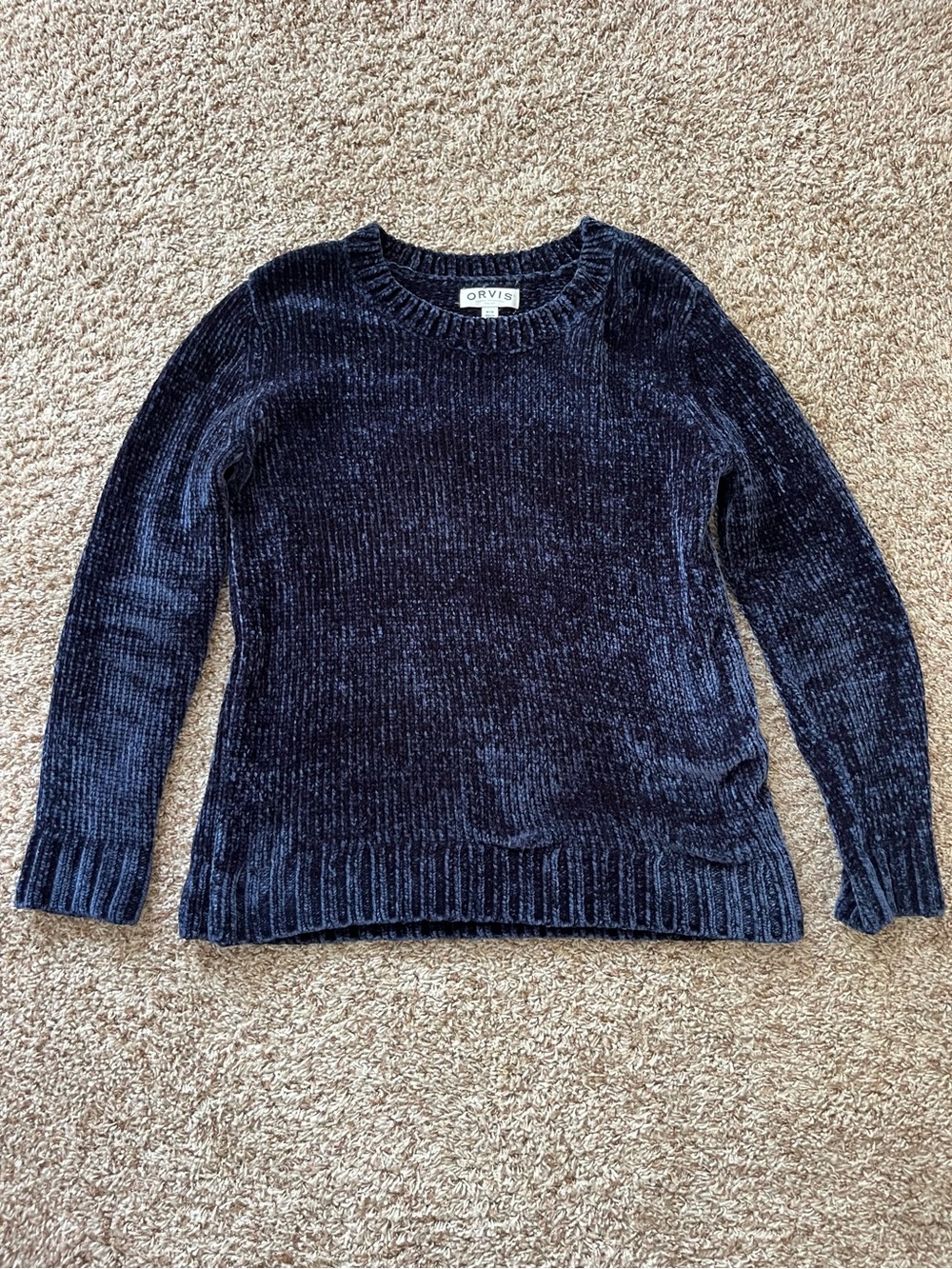 Orvis Dark Navy Chenille Crewneck Sweater